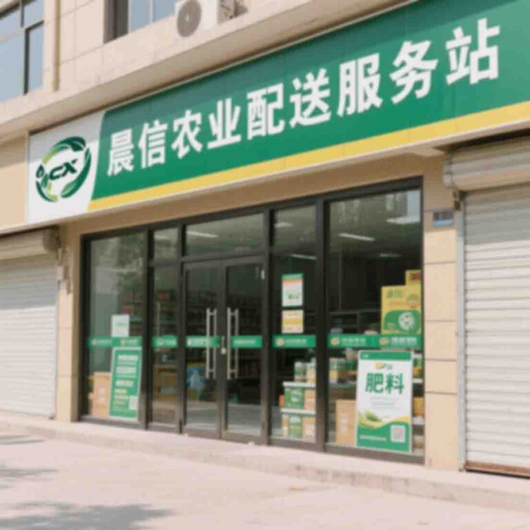 肥料店“晨信农业配送服务站”，玻璃门，落地窗，外部卷帘门20251119107